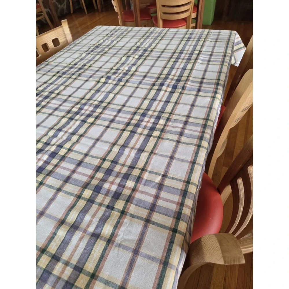 Yellow Checked Tablecloth 46x60 Fall Table Thick Cotton
